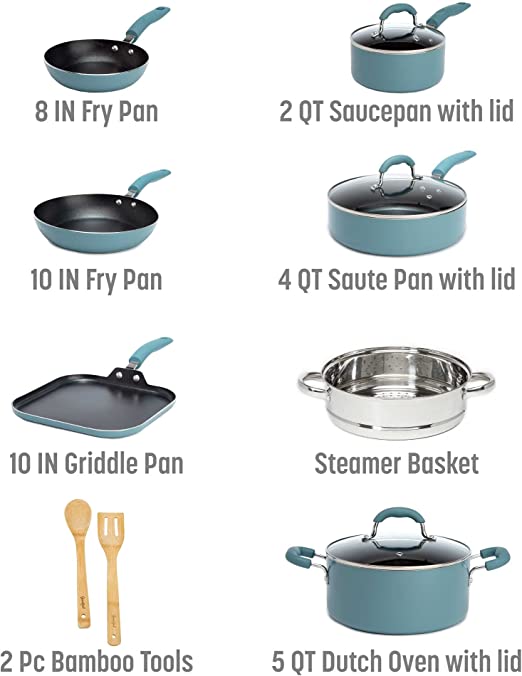 Goodful Cookware Set with Premium Non-Stick Coating, Dishwasher